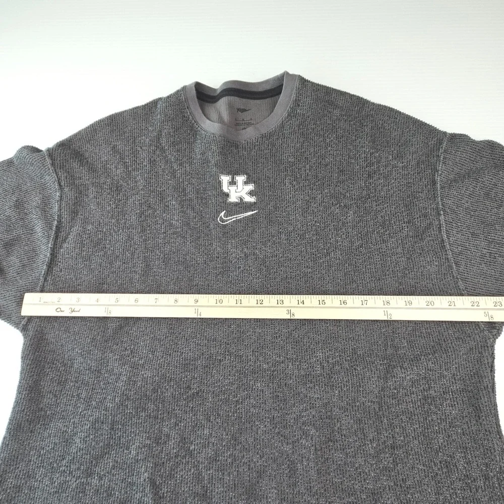Nike Yoga Kentucky Wildcats Sweatshirt Gray Textured Raw Hem Crop M UK Logo